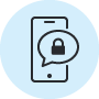 An icon of a message with a padlock on a phone representing the secured message option for contacting us.